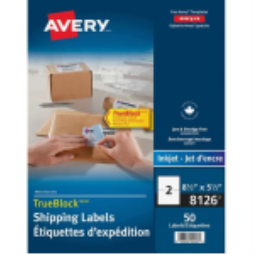 Étiquettes Avery TrueBlock blanches, 5 1/2" x 8 1/2", permanentes, 25 feuilles