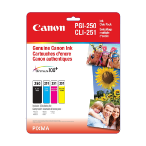 Pack Club d'encre PGI-250 BK/CLI-251 C,M,Y