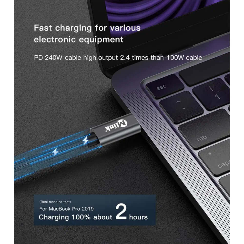 Câble de Charge Ultime USB-C Mlink 240W – L'Évolution Haute Puissance (EPR)