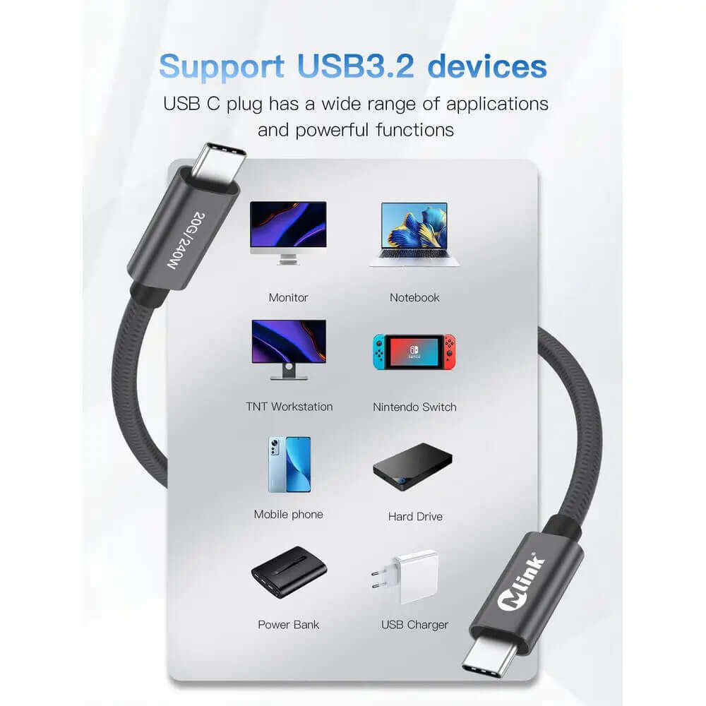 Câble de Charge Ultime USB-C Mlink 240W – L'Évolution Haute Puissance (EPR)
