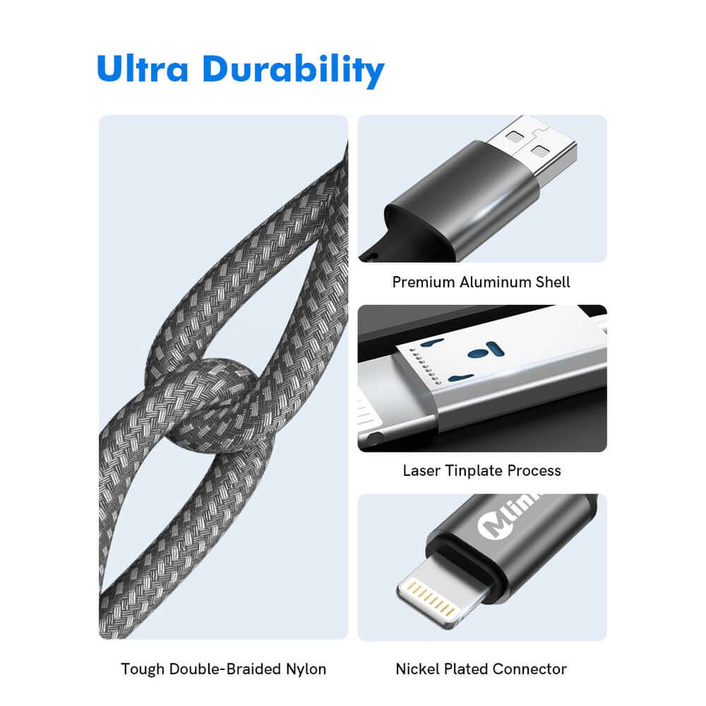 Câble de Charge Rapide Lightning vers USB Mlink 20W – Pour iPhone et iPad