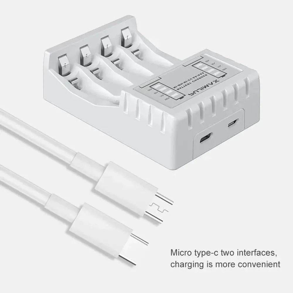 Chargeur piles USB Intelligent 4 Baies pour Piles AA & AAA