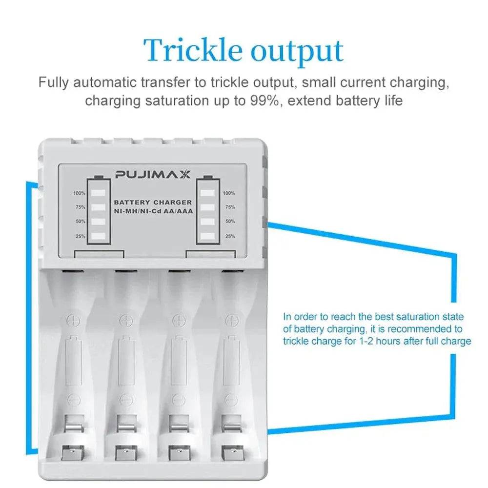 Chargeur piles USB Intelligent 4 Baies pour Piles AA & AAA