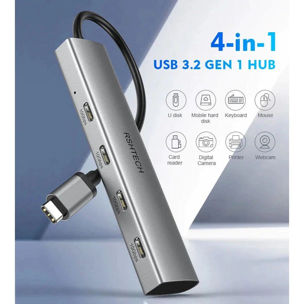 Concentrateur USB-C 3.2 4 en 1 de 10 Gbit/s