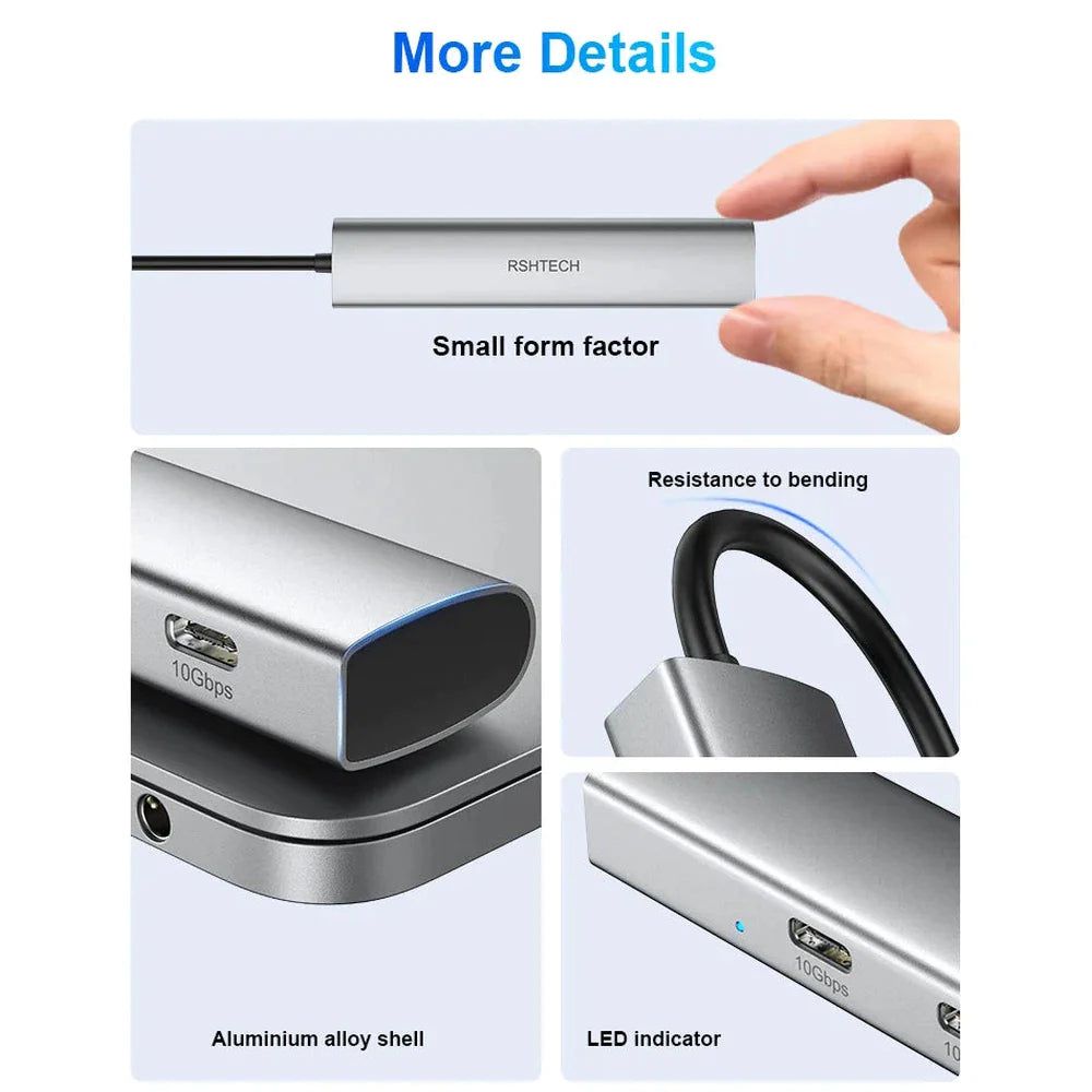 Concentrateur USB-C 3.2 4 en 1 de 10 Gbit/s