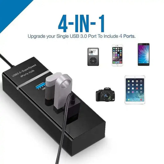 Concentrateur USB 3.0 4 en 1 en noir