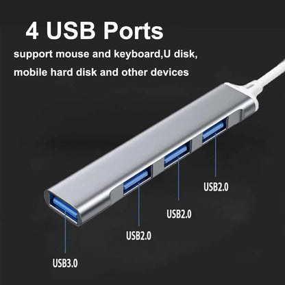 Concentrateur USB 3.0 4 en 1 en aluminium