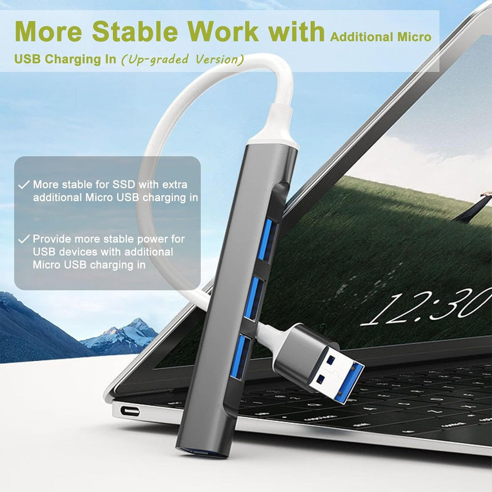 Concentrateur USB 3.0 4 en 1 en aluminium