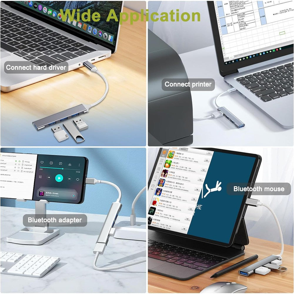 Concentrateur USB 3.0 4 en 1 en aluminium