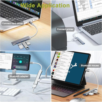 Concentrateur USB 3.0 4 en 1 en aluminium