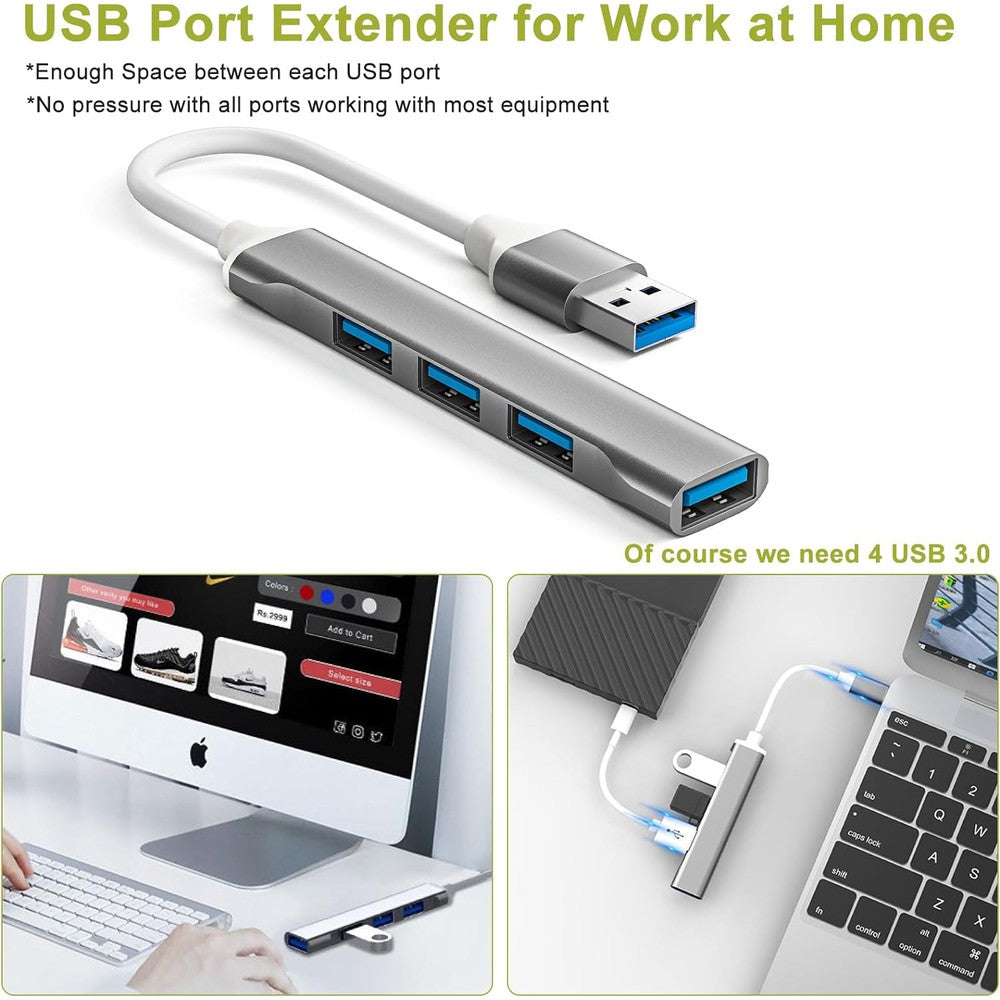 Concentrateur USB 3.0 4 en 1 en aluminium