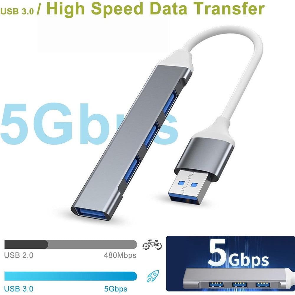 Concentrateur USB 3.0 4 en 1 en aluminium