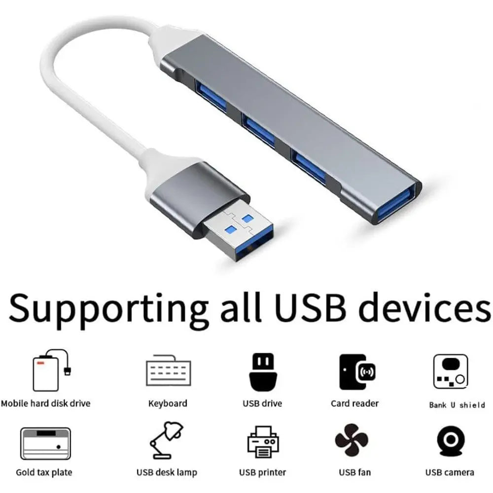 Concentrateur USB 3.0 4 en 1 en aluminium