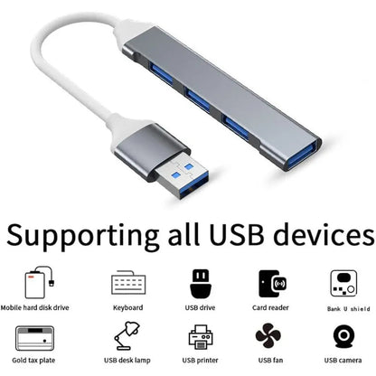 Concentrateur USB 3.0 4 en 1 en aluminium