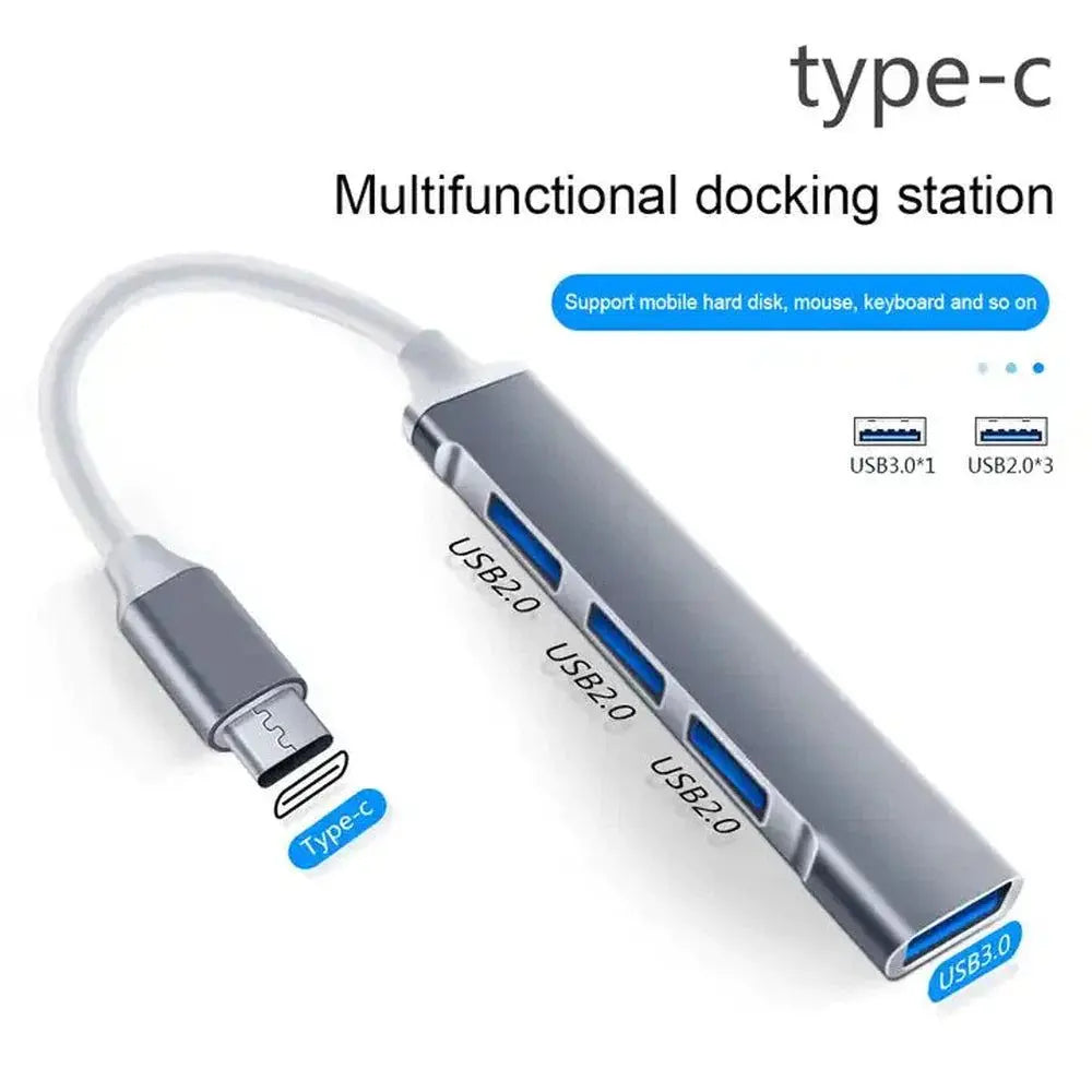 Concentrateur USB-C 4 en 1 en aluminium