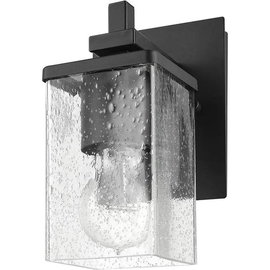 Luminaire murale Dakota - Noir mat, verre grainé