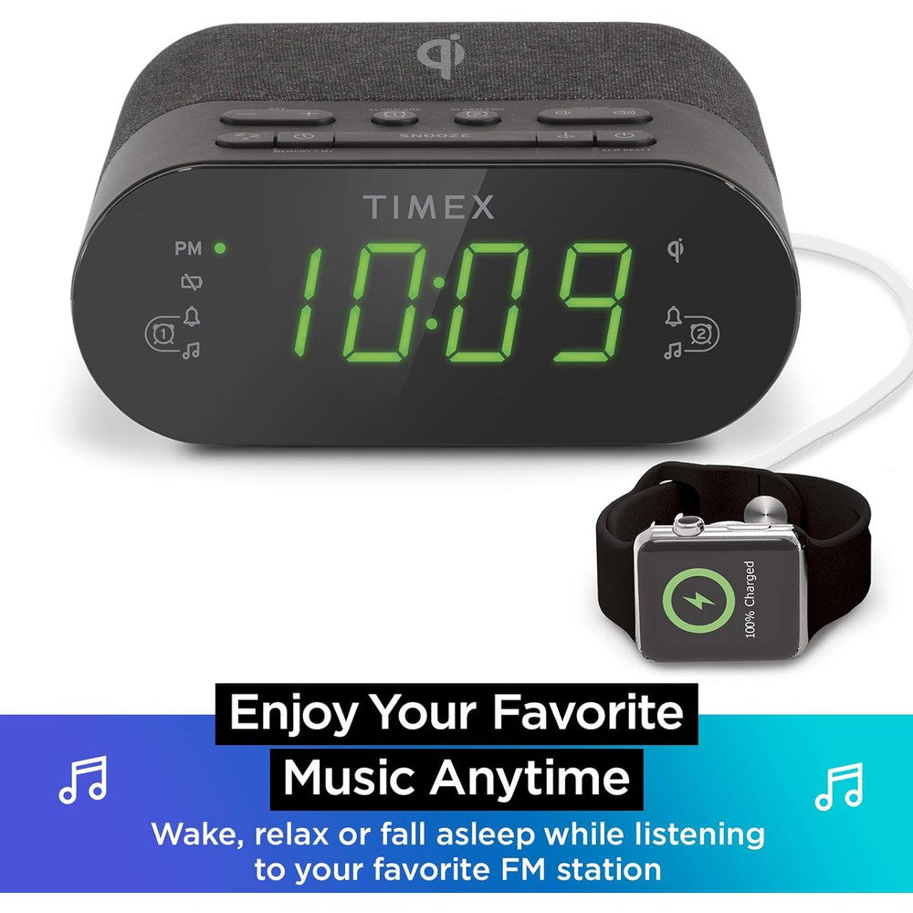 Réveil-matin Timex FM sans fil et chargement USB - TW500