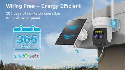 Solar-powered dual-lens surveillance camera - VStarcam CB67D